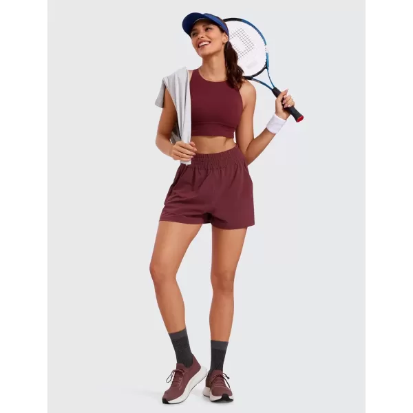 imageCRZ YOGA Womens Shorts Casual High Waisted Linerless Lounge Athletic Golf Shorts with Pockets WeightlessRed Merlot