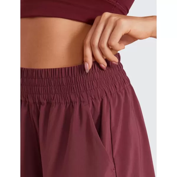 imageCRZ YOGA Womens Shorts Casual High Waisted Linerless Lounge Athletic Golf Shorts with Pockets WeightlessRed Merlot