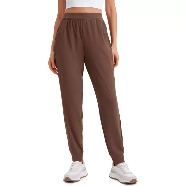 imageCRZ YOGA Comfy Ribbed Sweatpants Women High Waisted Lounge Casual Travel Joggers Sweat Pants with PocketsCoffee Brown