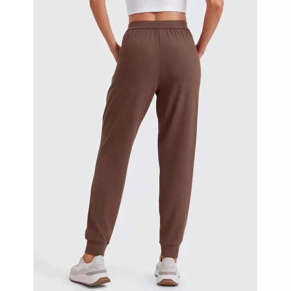 imageCRZ YOGA Comfy Ribbed Sweatpants Women High Waisted Lounge Casual Travel Joggers Sweat Pants with PocketsCoffee Brown