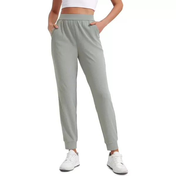 imageCRZ YOGA Comfy Ribbed Sweatpants Women High Waisted Lounge Casual Travel Joggers Sweat Pants with PocketsSterling