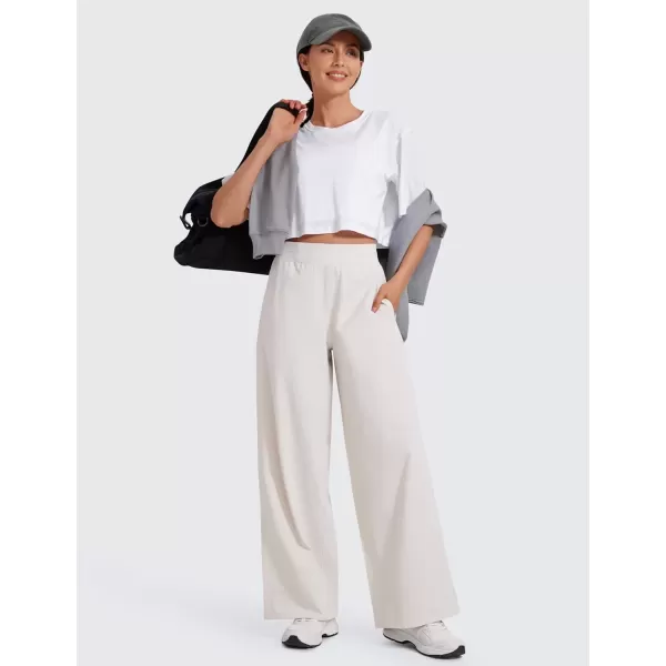 imageCRZ YOGA Stretch Wide Leg Casual Pants for Women 30quot High Waisted Dress Work Water Resistant Travel PantsMilky White