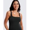 imageCRZ YOGA Women Butterluxe Sleeveless Tank Maternity Dress Split Ruched Pregnancy Square Neck Bodycon Dress Casual Baby ShowerBlack