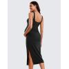 imageCRZ YOGA Women Butterluxe Sleeveless Tank Maternity Dress Split Ruched Pregnancy Square Neck Bodycon Dress Casual Baby ShowerBlack