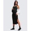 imageCRZ YOGA Women Butterluxe Sleeveless Tank Maternity Dress Split Ruched Pregnancy Square Neck Bodycon Dress Casual Baby ShowerBlack