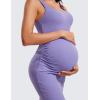 imageCRZ YOGA Women Butterluxe Sleeveless Tank Maternity Dress Split Ruched Pregnancy Square Neck Bodycon Dress Casual Baby ShowerDark Lavender Purple