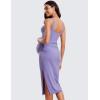 imageCRZ YOGA Women Butterluxe Sleeveless Tank Maternity Dress Split Ruched Pregnancy Square Neck Bodycon Dress Casual Baby ShowerDark Lavender Purple