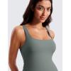 imageCRZ YOGA Women Butterluxe Sleeveless Tank Maternity Dress Split Ruched Pregnancy Square Neck Bodycon Dress Casual Baby ShowerGrey Sage