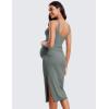 imageCRZ YOGA Women Butterluxe Sleeveless Tank Maternity Dress Split Ruched Pregnancy Square Neck Bodycon Dress Casual Baby ShowerGrey Sage