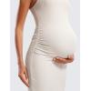 imageCRZ YOGA Women Butterluxe Sleeveless Tank Maternity Dress Split Ruched Pregnancy Square Neck Bodycon Dress Casual Baby ShowerMilky White Bone