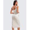 imageCRZ YOGA Women Butterluxe Sleeveless Tank Maternity Dress Split Ruched Pregnancy Square Neck Bodycon Dress Casual Baby ShowerMilky White Bone