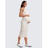 imageCRZ YOGA Women Butterluxe Sleeveless Tank Maternity Dress Split Ruched Pregnancy Square Neck Bodycon Dress Casual Baby ShowerMilky White Bone