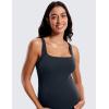 imageCRZ YOGA Women Butterluxe Sleeveless Tank Maternity Dress Split Ruched Pregnancy Square Neck Bodycon Dress Casual Baby ShowerTrue Navy