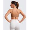 imageCRZ YOGA Womens Butterluxe Adjustable Spaghetti Strap Sports Bra  Scoop Neck Wireless Padded Bra Yoga Workout Crop TopGravel Beige