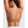 imageCRZ YOGA Womens Butterluxe Adjustable Spaghetti Strap Sports Bra  Scoop Neck Wireless Padded Bra Yoga Workout Crop TopGravel Beige