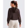 imageCRZ YOGA Womens SoftAura Cropped Hoodie Long Sleeve Hooded Sweatshirt Basic Workout Casual Pullover HoodiesHot Fudge Brown