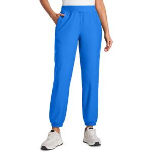 imageCRZ YOGA Fleece Lined Joggers for Women Thermal Water Resistant Ski Hiking Workout Travel Casual Pants Sweatpants Warm PocketSparkle Blue