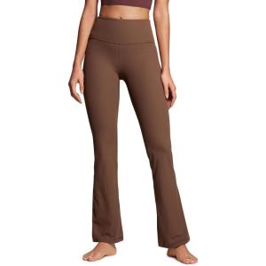 imageCRZ YOGA Womens Ribbed High Waist Flare Leggings 31quot  Bootcut Wide Leg Yoga Pants with Pocket Soft Casual Lounge ComfyCoffee Brown