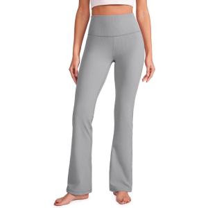 imageCRZ YOGA Womens Ribbed High Waist Flare Leggings 31quot  Bootcut Wide Leg Yoga Pants with Pocket Soft Casual Lounge ComfyRhino Grey