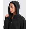 imageCRZ YOGA Womens Fleece Lined Full Zip Hoodies Jacket Oversized Long Sleeve Casual Workout Hooded Sweatshirt with Thumb HolesBlack