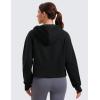 imageCRZ YOGA Womens Fleece Lined Full Zip Hoodies Jacket Oversized Long Sleeve Casual Workout Hooded Sweatshirt with Thumb HolesBlack