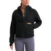 imageCRZ YOGA Womens Fleece Lined Full Zip Hoodies Jacket Oversized Long Sleeve Casual Workout Hooded Sweatshirt with Thumb HolesBlack