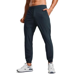 imageCRZ YOGA Athletic Joggers for Men  29quot31quot Lightweight Running Training Pants with Zip Pockets and Ankle ZippersTrue Navy