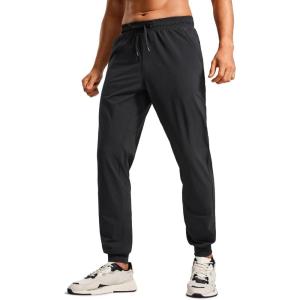 imageCRZ YOGA Athletic Joggers for Men 29quot31quot Lightweight Water Resistant Outdoor Workout Pants with Zip PocketsBlack