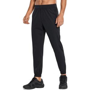 imageCRZ YOGA Mens 4Way Stretch Comfy Athletic Pants  28quot Track Hiking Golf Gym Workout Joggers Work PantsBlack