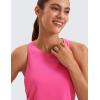 imageCRZ YOGA Pima Cotton Women Racerback Sleeveless Workout Tops Crew Neck Ruched Side Tank Top Athletic Casual Loose ShirtsSonic Pink