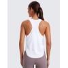 imageCRZ YOGA Pima Cotton Women Racerback Sleeveless Workout Tops Crew Neck Ruched Side Tank Top Athletic Casual Loose ShirtsWhite