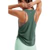 imageCRZ YOGA Pima Cotton Women Racerback Sleeveless Workout Tops Crew Neck Ruched Side Tank Top Athletic Casual Loose ShirtsGraphite Green