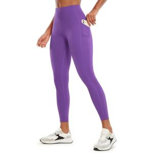 imageCRZ YOGA Womens Brushed Naked Feeling Workout Leggings 25quot  High Waisted Gym Athletic Tummy Control Yoga Pants with PocketsRoyal Lilac