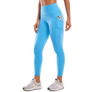 imageCRZ YOGA Womens Brushed Naked Feeling Workout Leggings 25quot  High Waisted Gym Athletic Tummy Control Yoga Pants with PocketsSerenity Blue