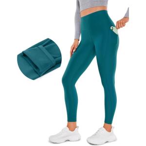 imageCRZ YOGA Womens Fleece Lined Leggings with Pockets 265quot  Winter Thermal Warm Soft Water Resistant Casual Lounge PantsGreen Jade