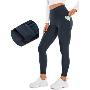 imageCRZ YOGA Womens Fleece Lined Leggings with Pockets 265quot  Winter Thermal Warm Soft Water Resistant Casual Lounge PantsTrue Navy