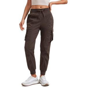 imageCRZ YOGA Cargo Joggers Pants for Women Lightweight Ruched Workout Casual Travel Athletic Hiking Pants with PocketsHot Fudge Brown