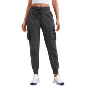 imageCRZ YOGA Cargo Joggers Pants for Women Lightweight Ruched Workout Casual Travel Athletic Hiking Pants with PocketsInk Gray