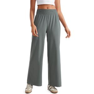 imageCRZ YOGA Lightweight Wide Leg Pants for Women 30quot High Waisted Casual Lounge Travel Work Pants with Pockets Loose Fit SummerGrey Sage