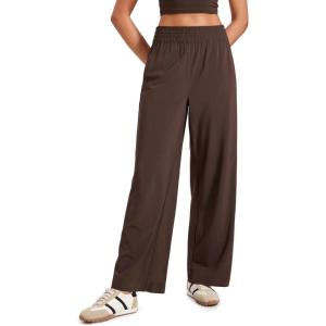 imageCRZ YOGA Lightweight Wide Leg Pants for Women 30quot High Waisted Casual Lounge Travel Work Pants with Pockets Loose Fit SummerHot Fudge Brown