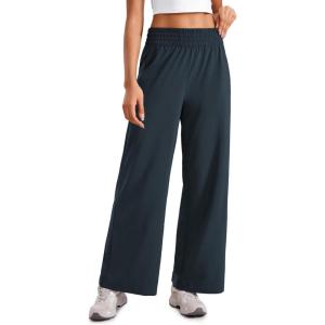 imageCRZ YOGA Lightweight Wide Leg Pants for Women 30quot High Waisted Casual Lounge Travel Work Pants with Pockets Loose Fit SummerTrue Navy