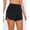 imageCRZ YOGA High Waisted Running Shorts for Women  4 Liner Gym Athletic Workout Shorts with Zipper Pocket BreathableBlack