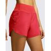 imageCRZ YOGA High Waisted Running Shorts for Women  4 Liner Gym Athletic Workout Shorts with Zipper Pocket BreathableDark Red