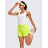imageCRZ YOGA High Waisted Running Shorts for Women  4 Liner Gym Athletic Workout Shorts with Zipper Pocket BreathableNeon Yellow