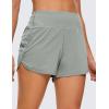 imageCRZ YOGA High Waisted Running Shorts for Women  4 Liner Gym Athletic Workout Shorts with Zipper Pocket BreathableSterling