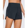 imageCRZ YOGA High Waisted Running Shorts for Women  4 Liner Gym Athletic Workout Shorts with Zipper Pocket BreathableTrue Navy