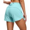 imageCRZ YOGA High Waisted Running Shorts for Women  4 Liner Gym Athletic Workout Shorts with Zipper Pocket BreathableTurquoise