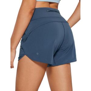imageCRZ YOGA High Waisted Running Shorts for Women  4 Liner Gym Athletic Workout Shorts with Zipper Pocket BreathableStelindigo