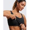 imageCRZ YOGA Butterluxe Womens V Neck Longline Sports Bra  U Back Padded Crop Workout Tank Tops with Built in BraBlack