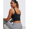 imageCRZ YOGA Butterluxe Womens V Neck Longline Sports Bra  U Back Padded Crop Workout Tank Tops with Built in BraBlack